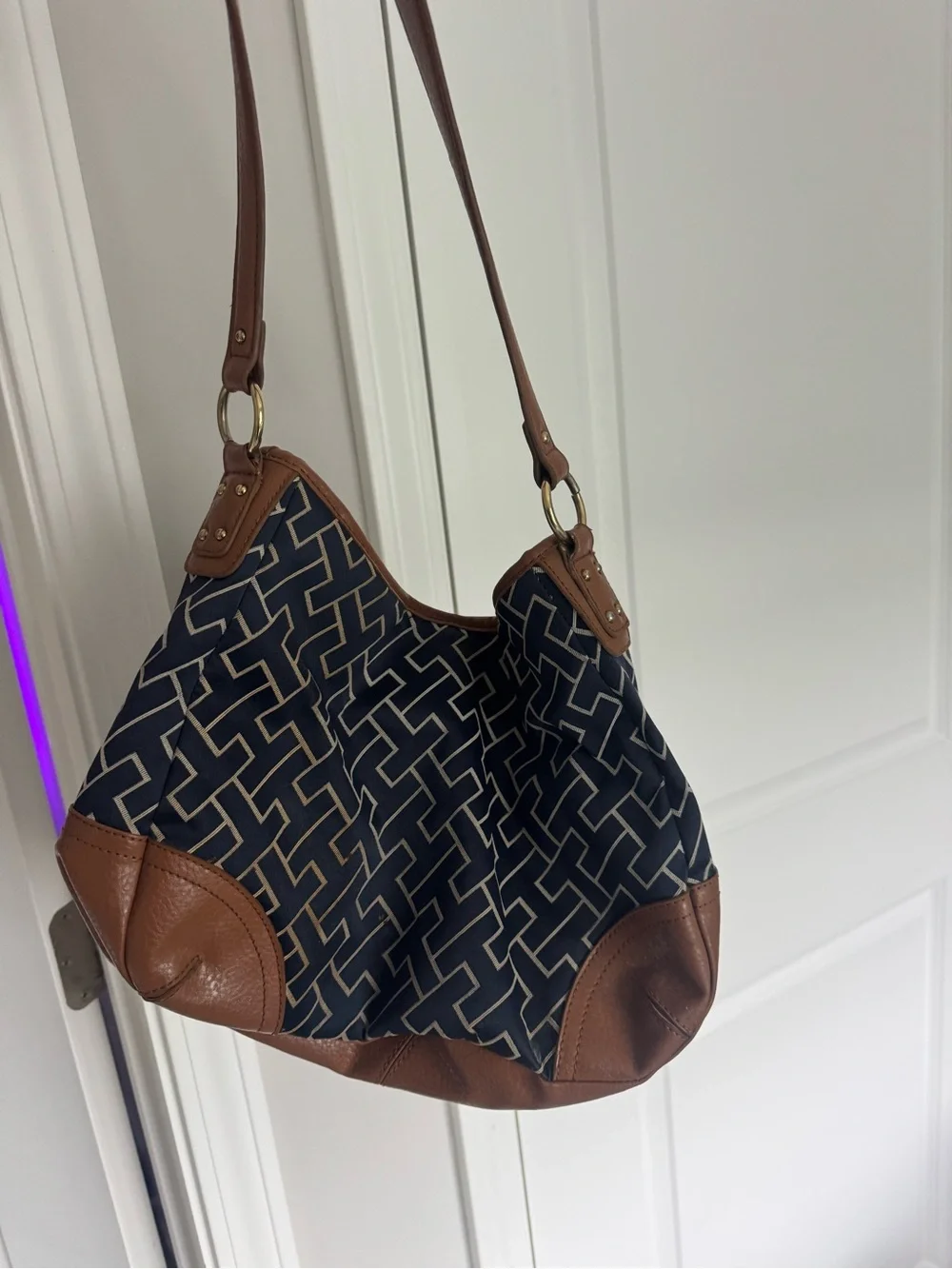 Vintage Tommy Hilfiger Monogram Hobo Shoulder Bag